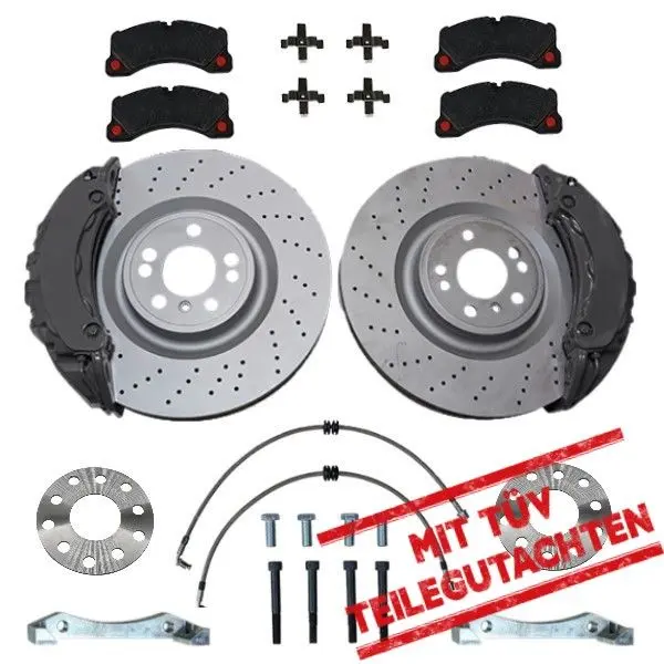 Système de freinage KIT VW T5 T6 Porsche Panamera étrier de frein 375x36mm disque de frein - Farbe Bremssattel: Blank ohne Farbe